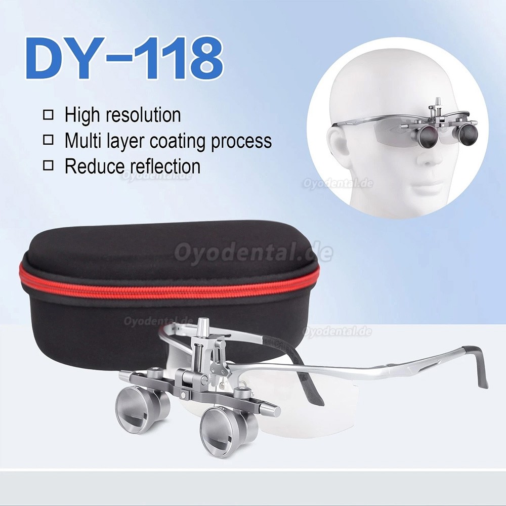 DY-118 2.5X 450 mm Dental Lupenbrille Aluminiumrahmen Einstellbarer Pupillenabstand